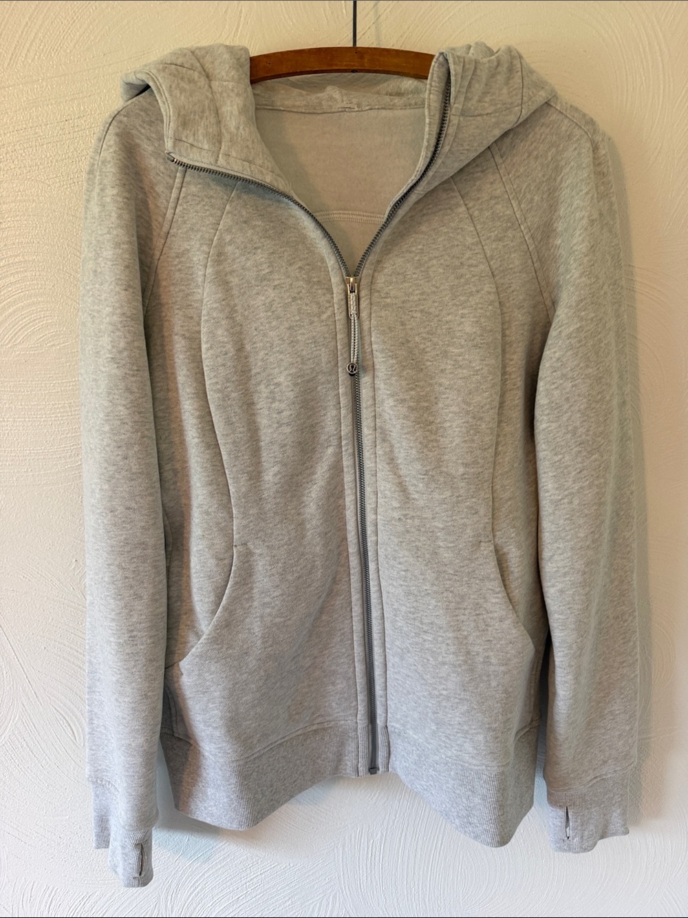 Lululemon Full Zip Light Gray Scuba Hoodie.  Size 12.